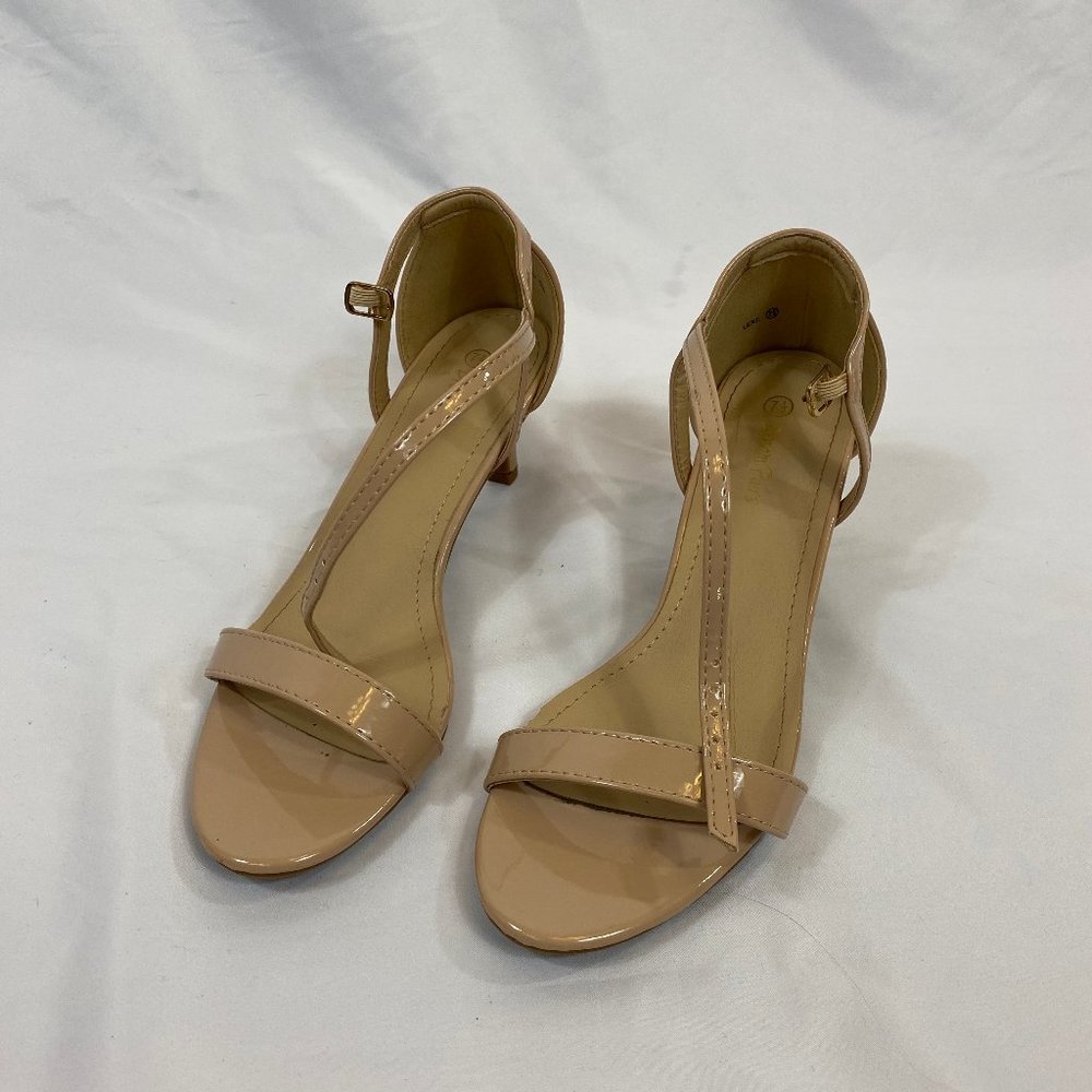 SALE: Open Toe Pump Heel Sandals - Blush